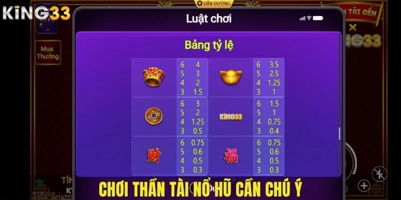 Chơi Thần Tài nổ hũ cần chú ý