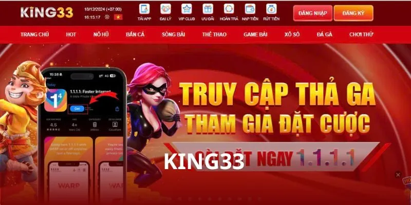 KING33 - nhà cái tặng tiền không cần nạp khi chơi slot game