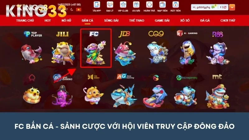 Bắn cá FC là sảnh cược ấn tượng với lượt hội viên truy cập hàng ngày đông đảo